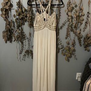 Free People Cream Maxi Dress with Embellished Bodice